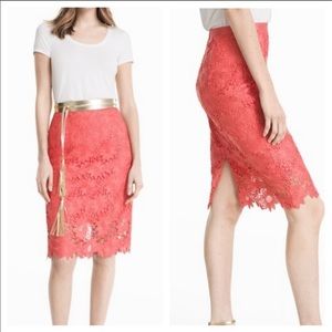 White House Black Market Lace Floral Skirt Size 4